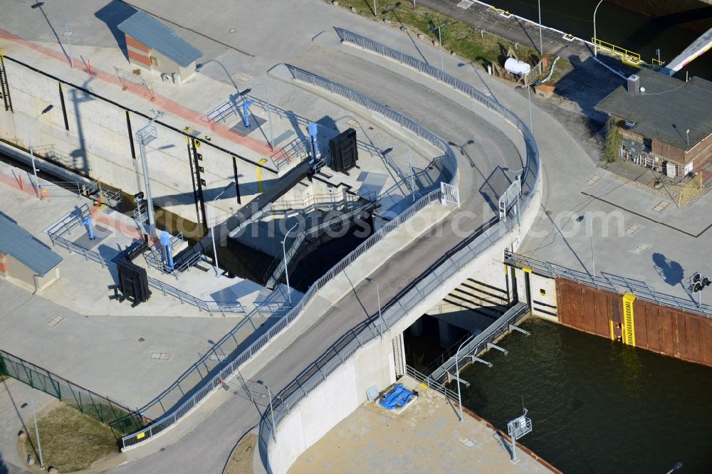 Wusterwitz from above - Wusterwitz lock at the Elbe-Havel-Canal in the state Brandenburg