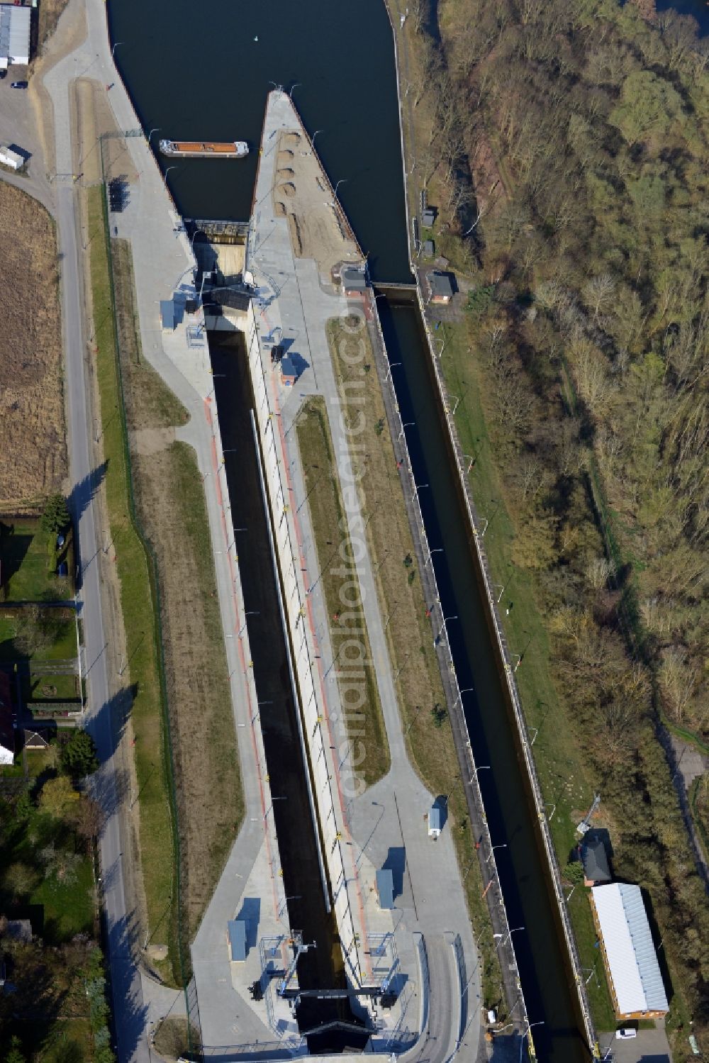 Aerial photograph Wusterwitz - Wusterwitz lock at the Elbe-Havel-Canal in the state Brandenburg