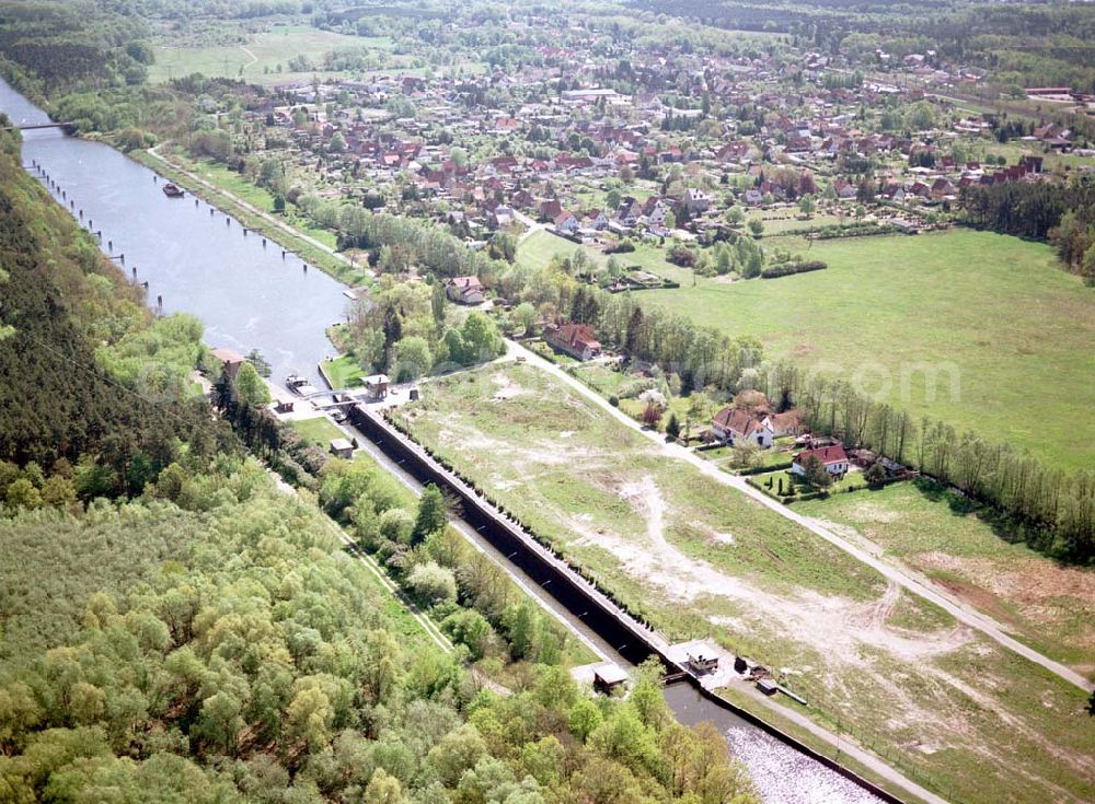 Aerial image Wusterwitz / Brandenburg - Schleuse Wusterwitz am Elbe-Havel-Kanal. Ein Projekt des Wasserstraßen-Neubauamt Magdeburg Frau Roskoden, Kleiner Werder 5c, 39114 MAGDEBURG Tel.: 0391-5352168