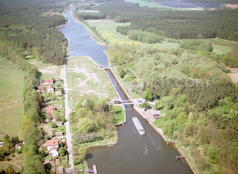 Aerial image Wusterwitz / Brandenburg - Schleuse Wusterwitz am Elbe-Havel-Kanal. Ein Projekt des Wasserstraßen-Neubauamt Magdeburg Frau Roskoden, Kleiner Werder 5c, 39114 MAGDEBURG Tel.: 0391-5352168