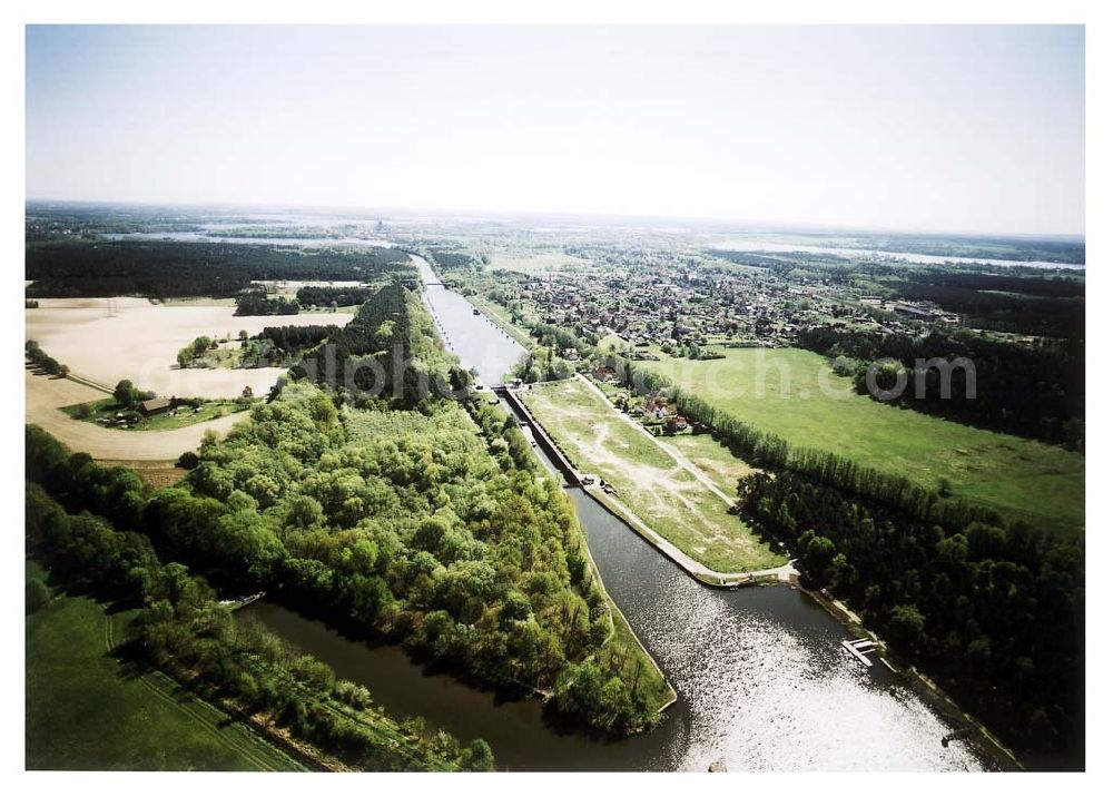 Wusterwitz / Brandenburg from the bird's eye view: Schleuse Wusterwitz am Elbe-Havel-Kanal. Ein Projekt des Wasserstraßen-Neubauamt Magdeburg Frau Roskoden, Kleiner Werder 5c, 39114 MAGDEBURG Tel.: 0391-5352168