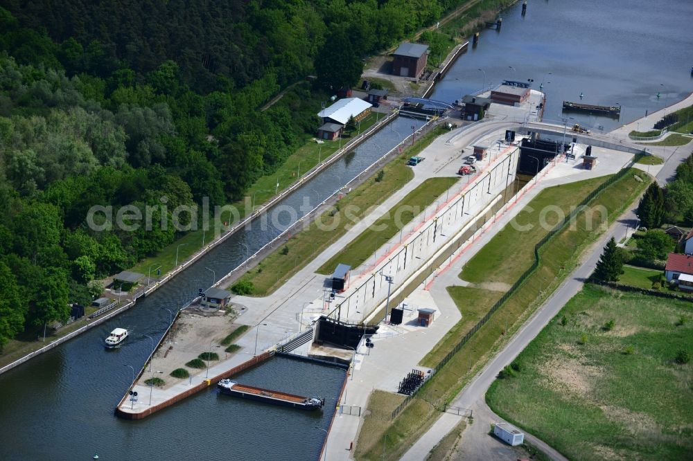 Aerial image Wusterwitz - Wusterwitz lock at the Elbe-Havel-Canal in the state Brandenburg