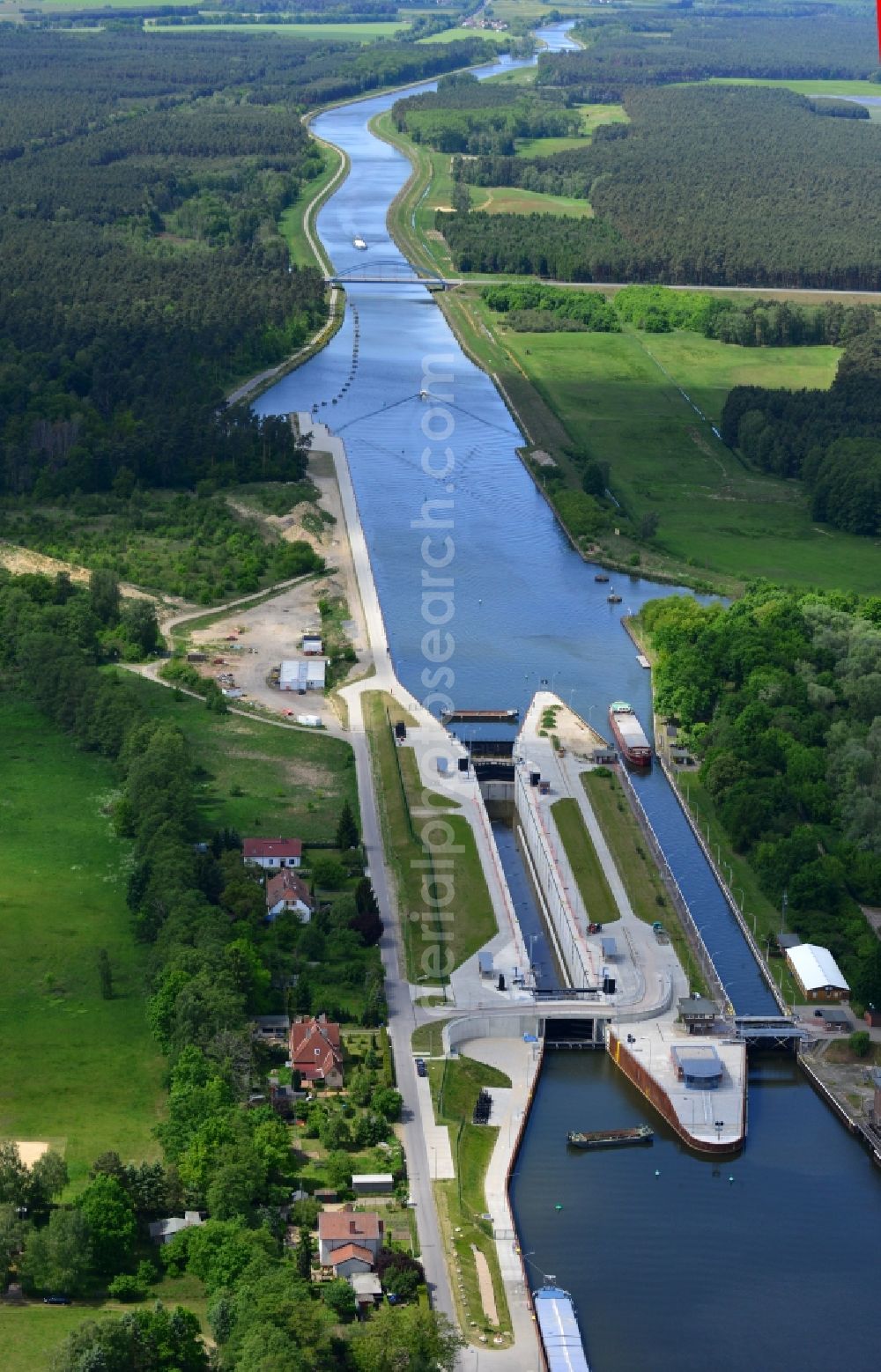 Aerial image Wusterwitz - Wusterwitz lock at the Elbe-Havel-Canal in the state Brandenburg