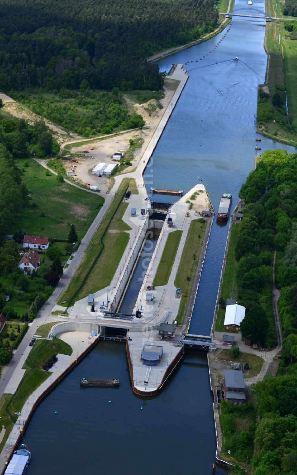 Aerial photograph Wusterwitz - Wusterwitz lock at the Elbe-Havel-Canal in the state Brandenburg