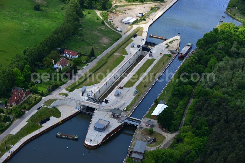 Wusterwitz from above - Wusterwitz lock at the Elbe-Havel-Canal in the state Brandenburg