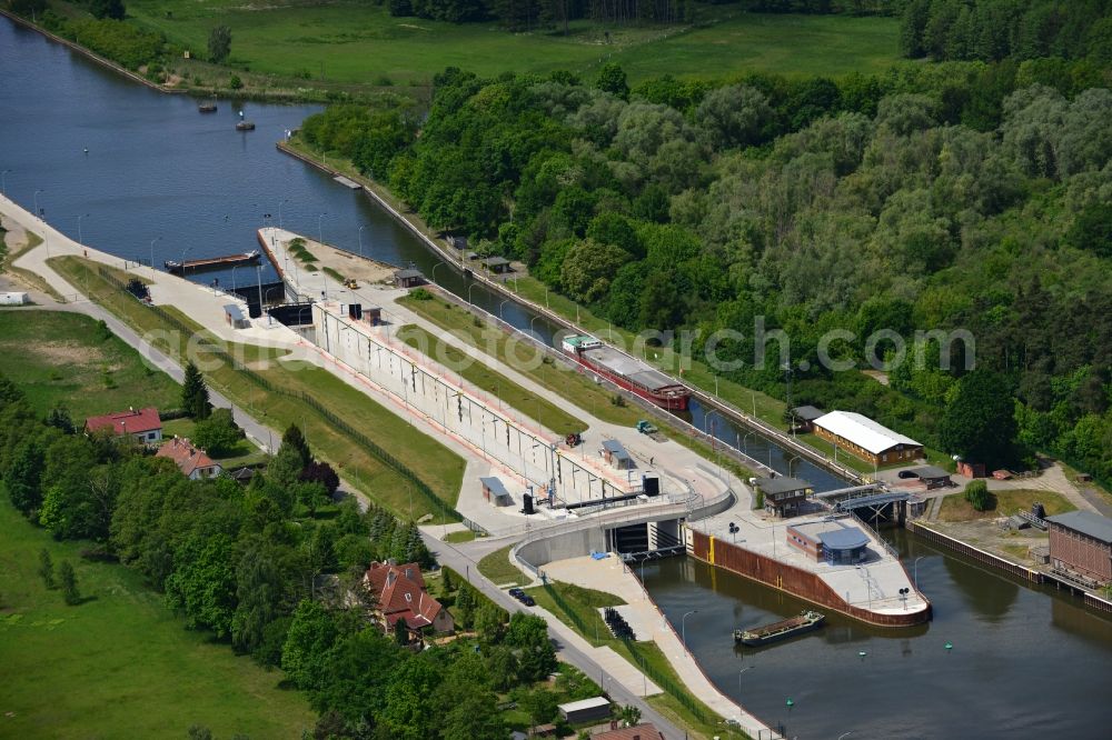 Aerial image Wusterwitz - Wusterwitz lock at the Elbe-Havel-Canal in the state Brandenburg