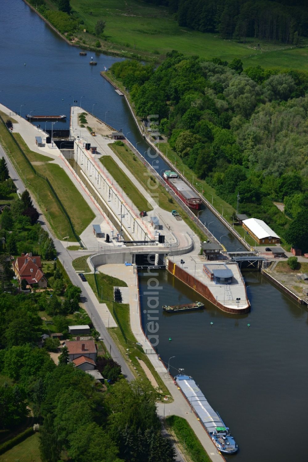 Aerial photograph Wusterwitz - Wusterwitz lock at the Elbe-Havel-Canal in the state Brandenburg