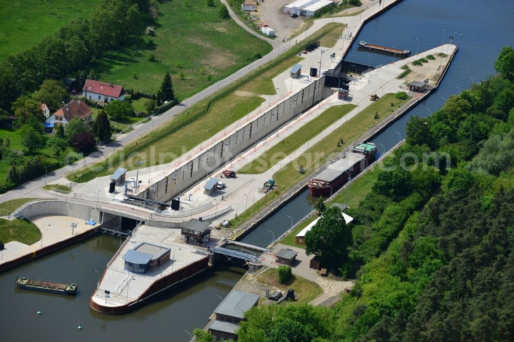 Aerial image Wusterwitz - Wusterwitz lock at the Elbe-Havel-Canal in the state Brandenburg