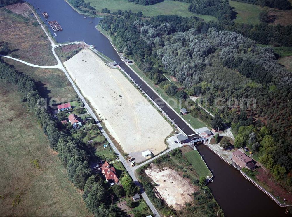 Wusterwitz from the bird's eye view: Blick auf die Schleuse Wusterwitz des Elbe-Havel-Kanals. Ein Ausbauprojekt des Wasserstraßenneubauamtes Magdeburg.