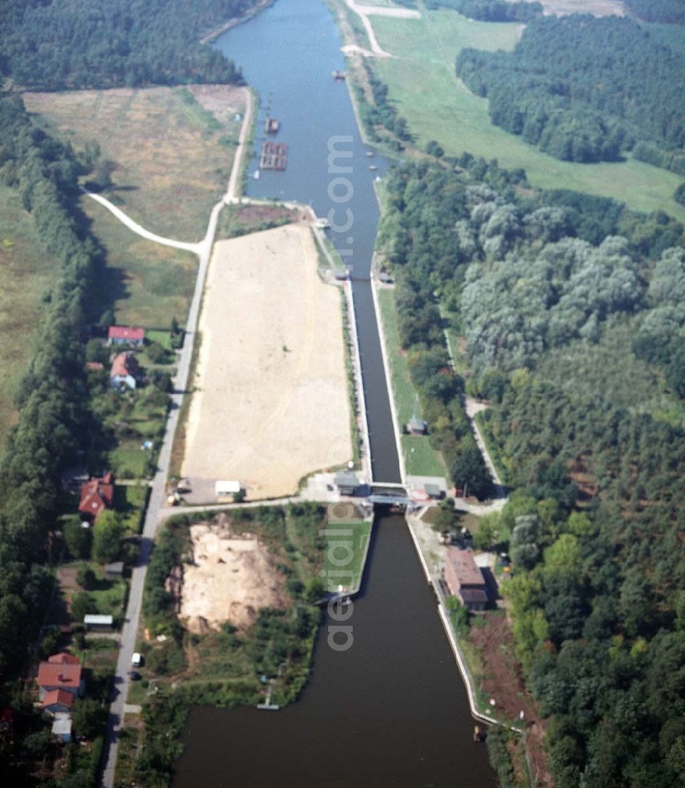 Aerial image Wusterwitz - Blick auf die Schleuse Wusterwitz des Elbe-Havel-Kanals. Ein Ausbauprojekt des Wasserstraßenneubauamtes Magdeburg.