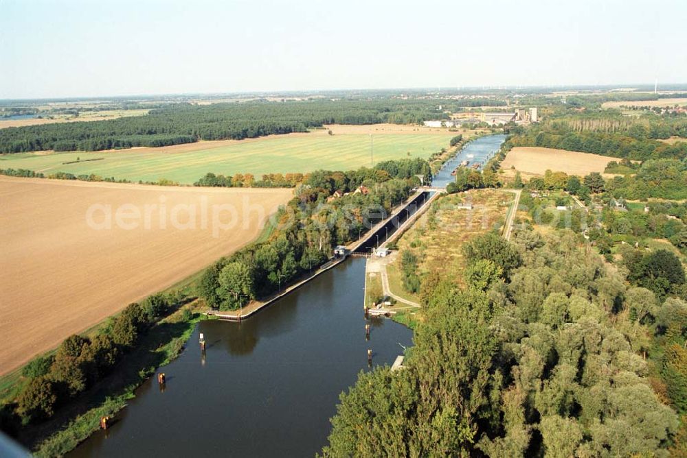 Aerial image Zerben - Blick auf die Schleuse Zerben am Elbe-Havel-Kanal.