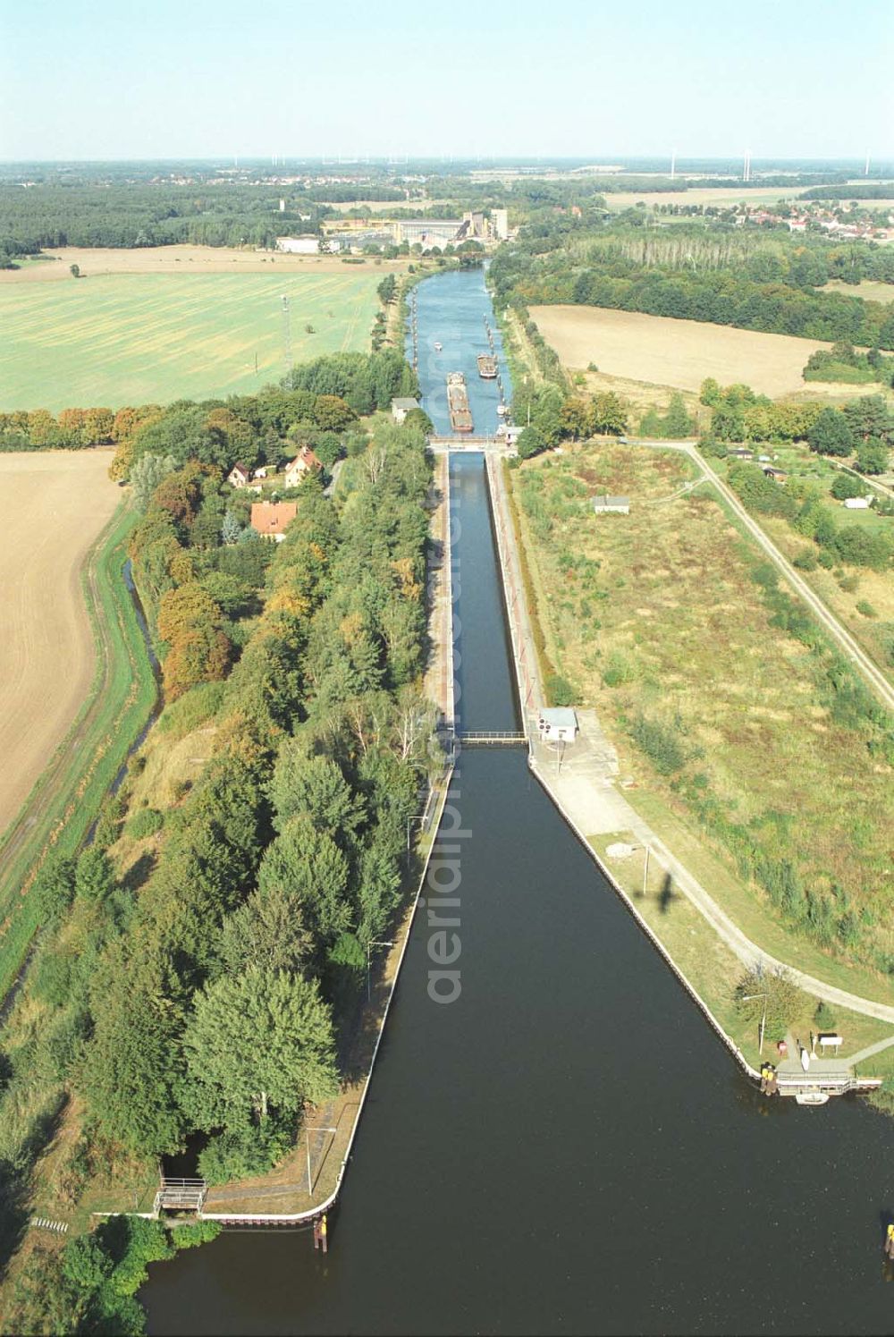 Zerben from above - Blick auf die Schleuse Zerben am Elbe-Havel-Kanal.