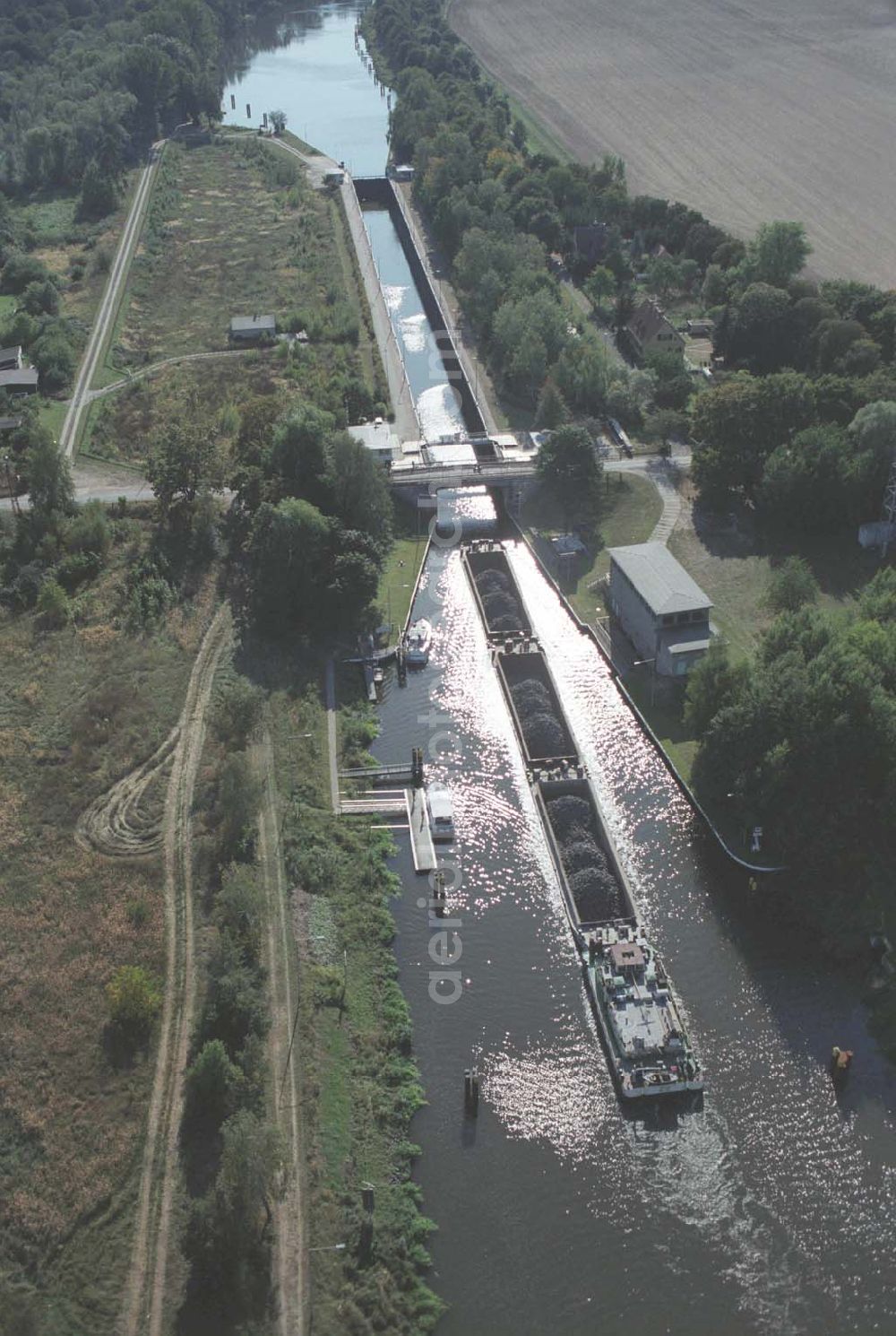 Zerben from above - Blick auf die Schleuse Zerben am Elbe-Havel-Kanal.