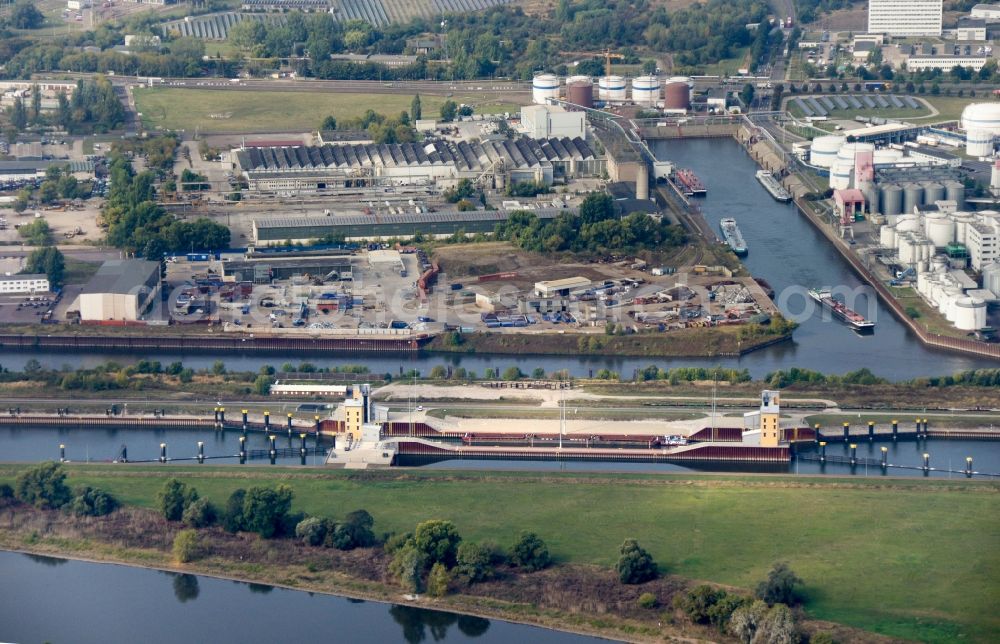 Aerial photograph Magdeburg - Ship lifting Rothensee on the Elbe-Havel Canal to the waterway intersection with MD Rothensee in Saxony-Anhalt