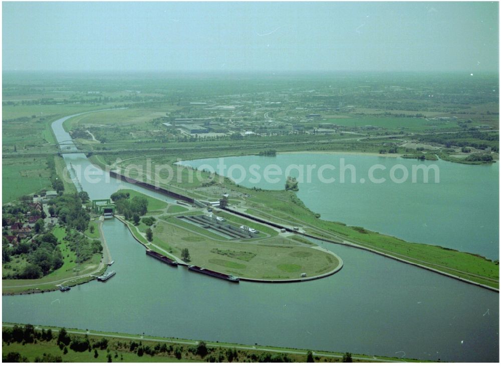 Aerial image Wolmirstedt - Ship lifting Rothensee on the Elbe-Havel Canal to the waterway intersection with MD Rothensee in Saxony-Anhalt