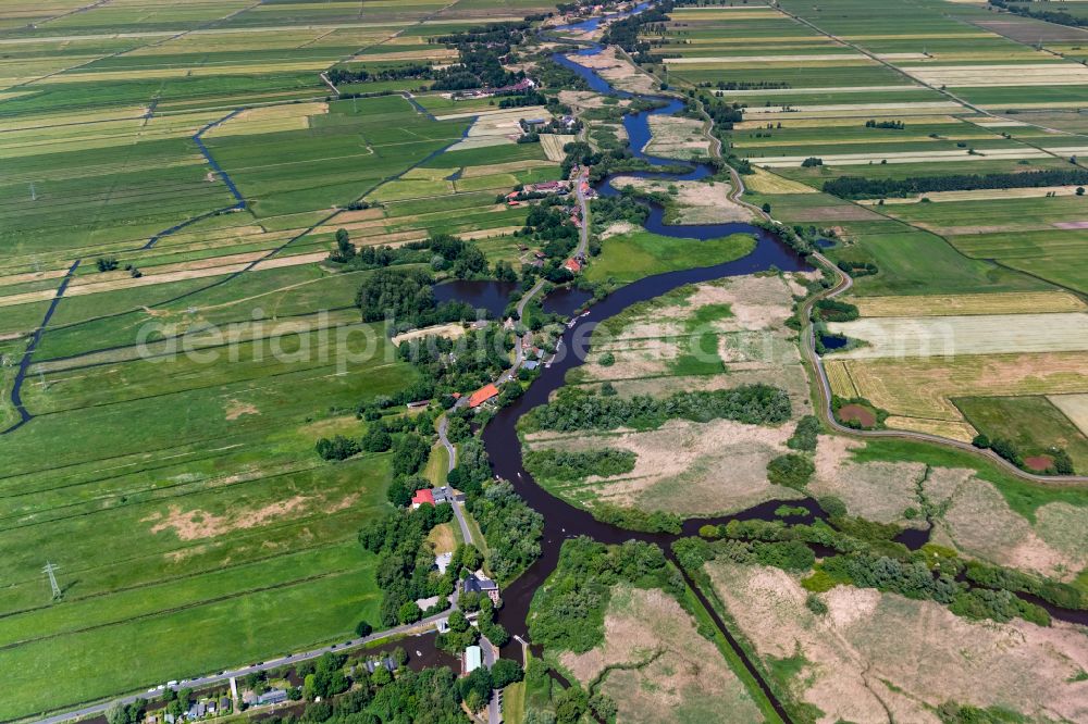 Bremen from above - Locks - plants on the banks of the waterway of the with dem Landhaus Kuhsiehl in Bremen, Germany