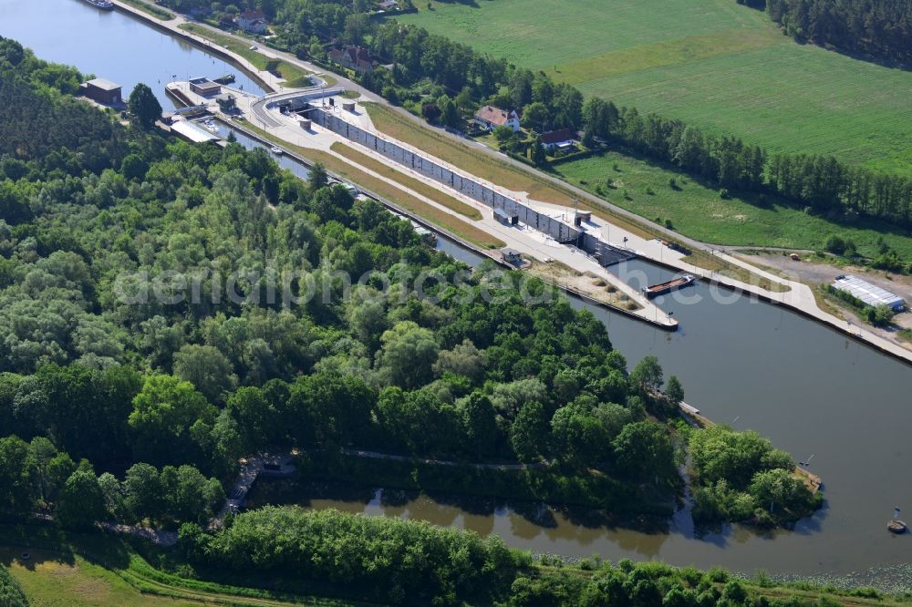 Aerial photograph Wusterwitz - Locks - plants on the banks of the waterway of the Elbe-Havel-Kanales in Wusterwitz in the state Brandenburg