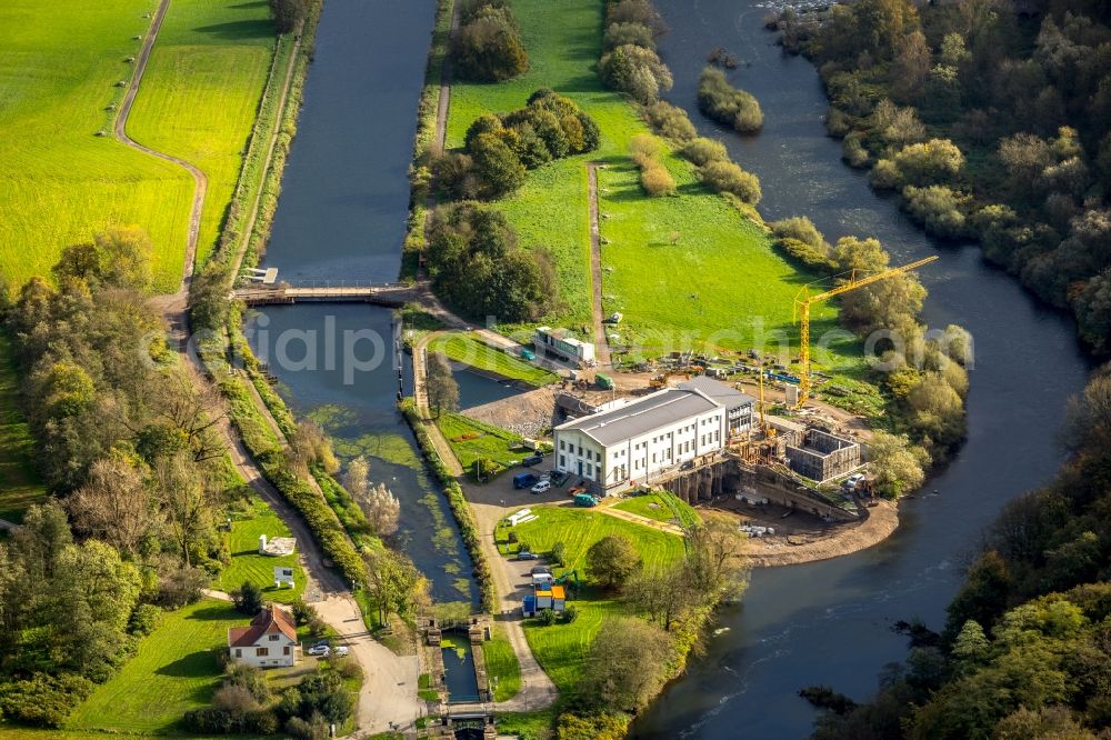 Aerial photograph Hattingen - Locks - plants on the banks of the waterway of the Ruhr in the district Blankenstein in Hattingen in the state North Rhine-Westphalia, Germany