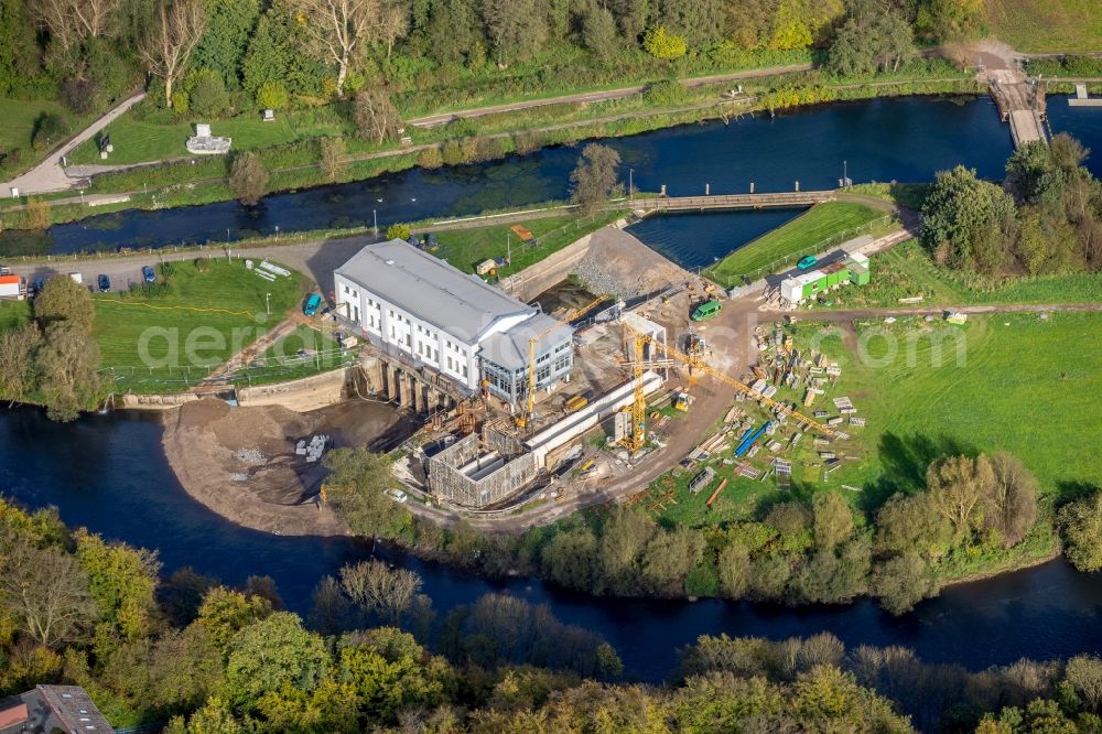 Aerial photograph Hattingen - Locks - plants on the banks of the waterway of the Ruhr in the district Blankenstein in Hattingen in the state North Rhine-Westphalia, Germany