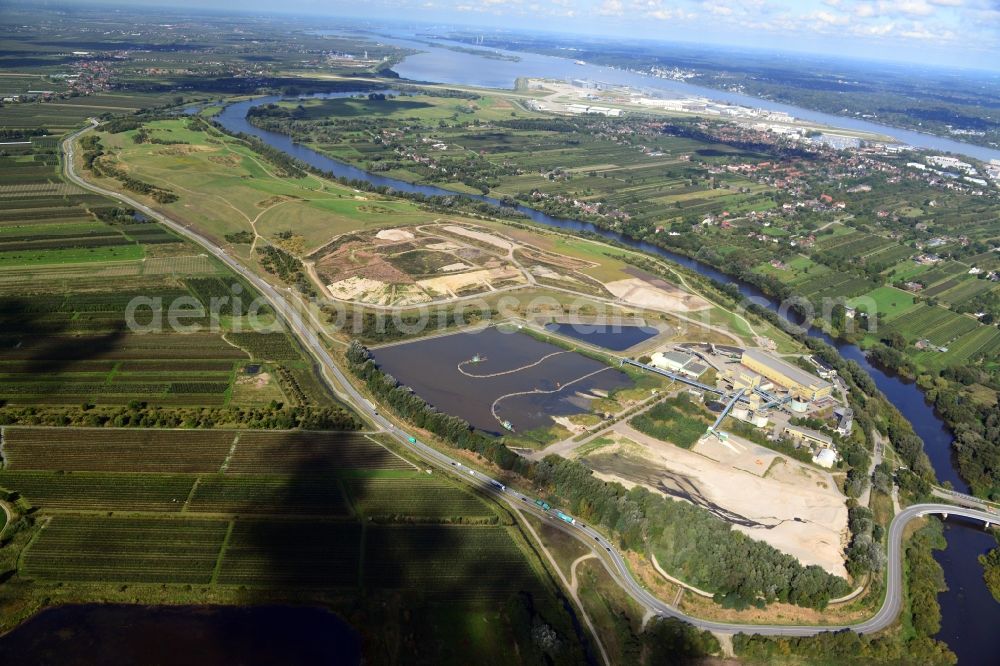 Aerial image Hamburg - Slick landfill Francop in Hamburg. A project of the Hamburg Port Authority HPA