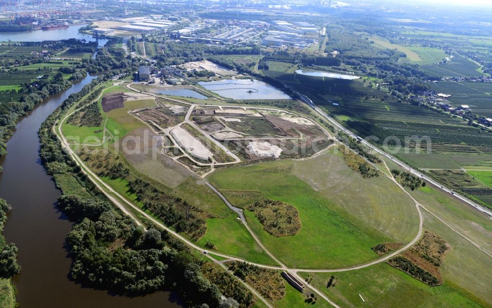 Hamburg from above - Slick landfill Francop in Hamburg. A project of the Hamburg Port Authority HPA