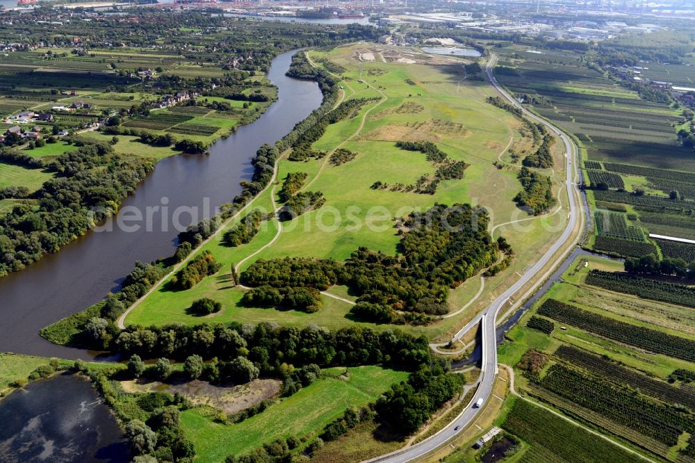 Aerial image Hamburg - Slick landfill Francop in Hamburg. A project of the Hamburg Port Authority HPA