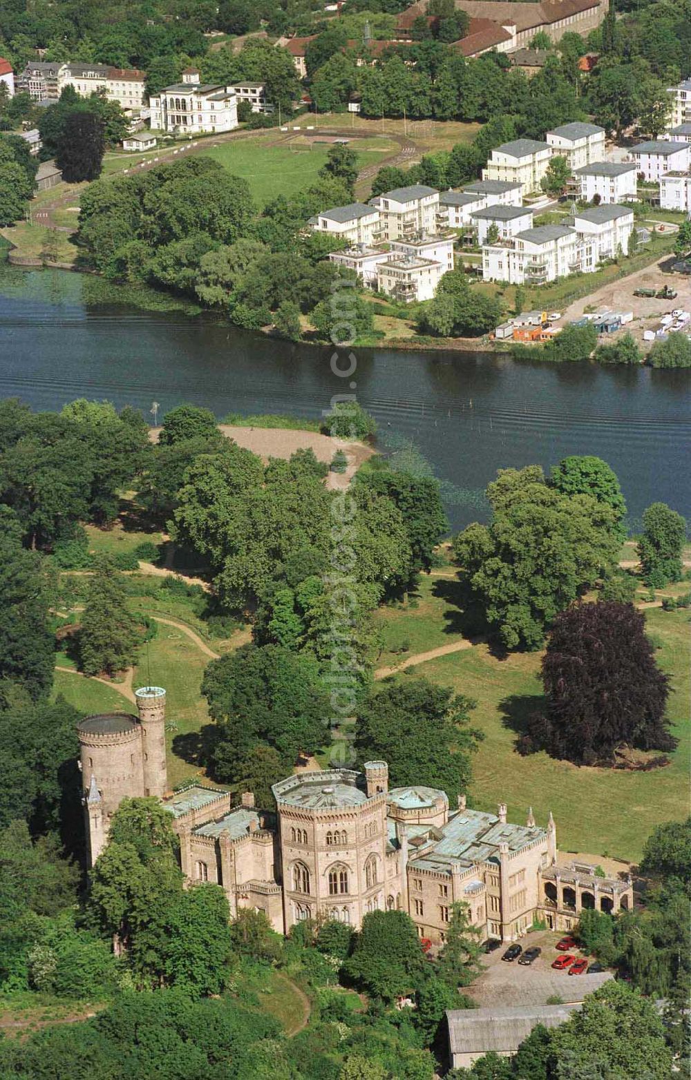 Aerial photograph Potsdam - Park Babelsberg - Schloß Babelsberg im Babelsberger Park