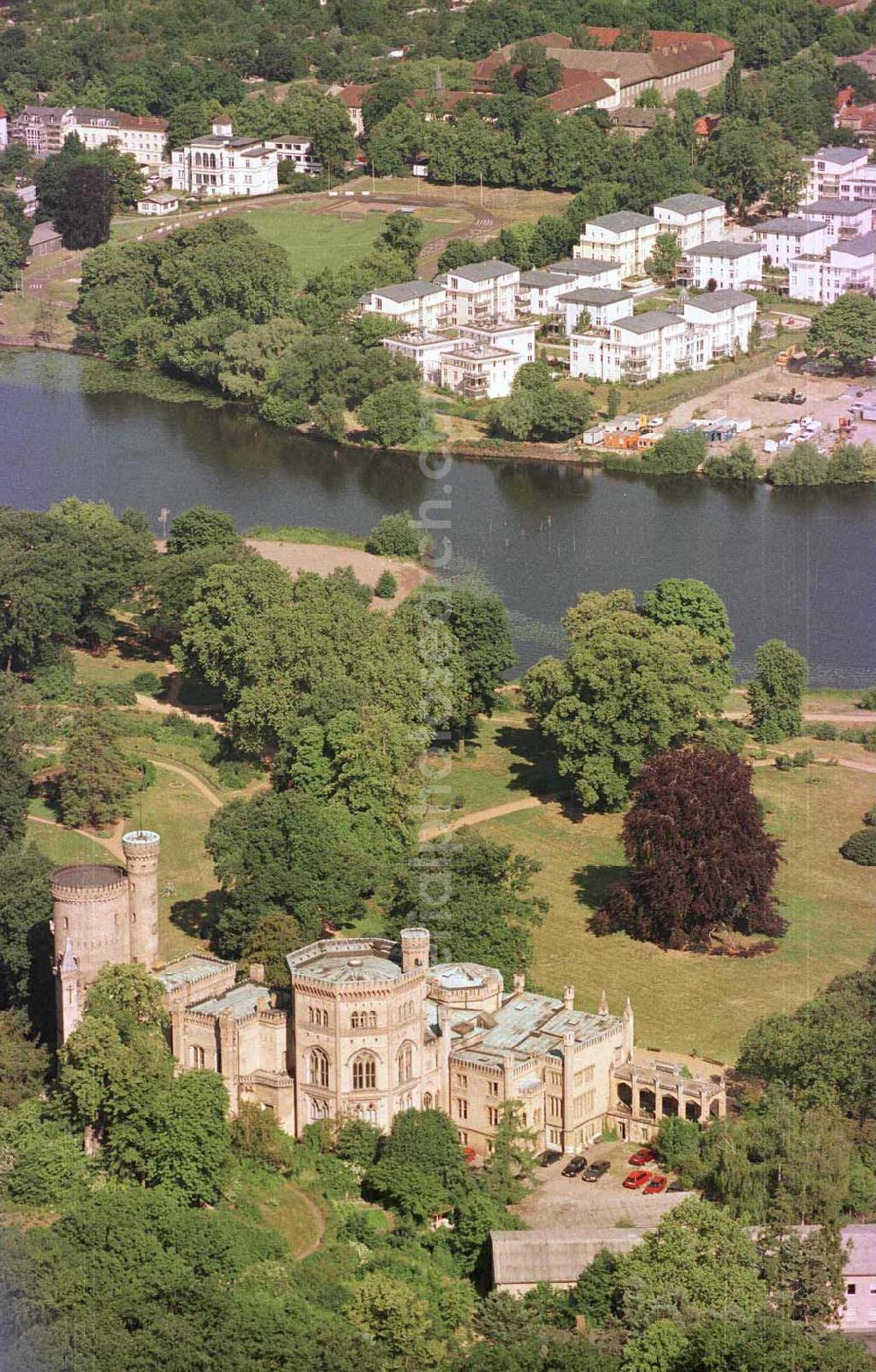 Potsdam - Park Babelsberg from above - Schloß Babelsberg im Babelsberger Park