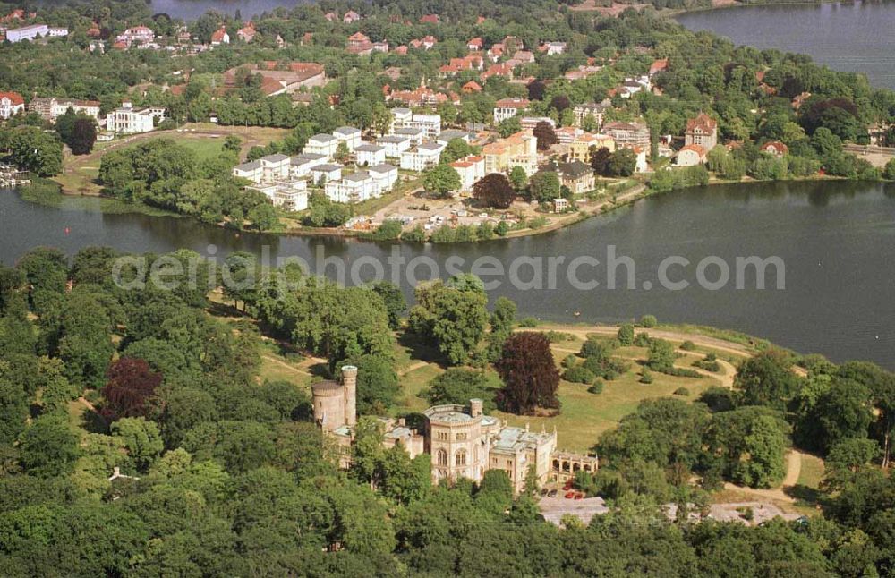 Potsdam - Park Babelsberg from the bird's eye view: Schloß Babelsberg im Babelsberger Park