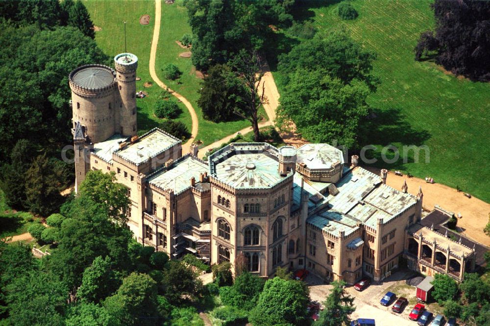 Potsdam-Babelsberg from the bird's eye view: Schloß Babelsberg im Park Babelsberg in Potsdam.