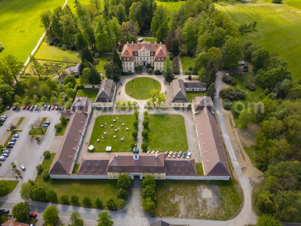 Aerial image Rammenau - Building complex in the park of the castle Barockschloss Rammenau on street Am Schloss in Rammenau in the state Saxony, Germany