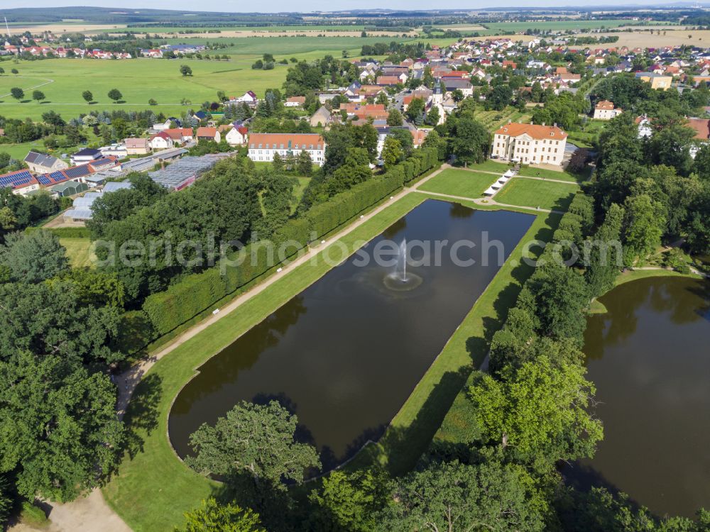 Zabeltitz from the bird's eye view: Building complex in the park of the castle - Barockschloss on street Am Park in Zabeltitz in the state Saxony, Germany