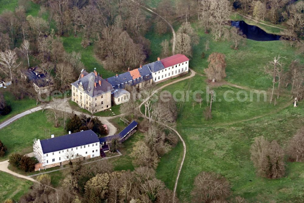 Baruth/Mark from the bird's eye view: Building complex in the park of the castle Baruth in Baruth/Mark in the state Brandenburg, Germany