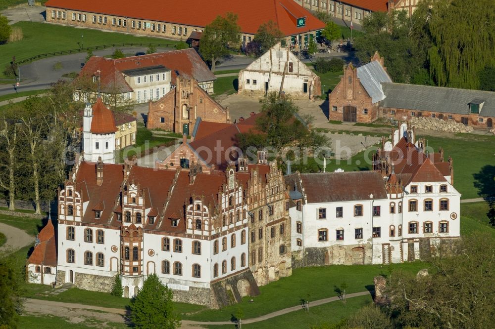 Aerial image Basedow - View of the castle Basedow in the state Mecklenburg-West Pomerania