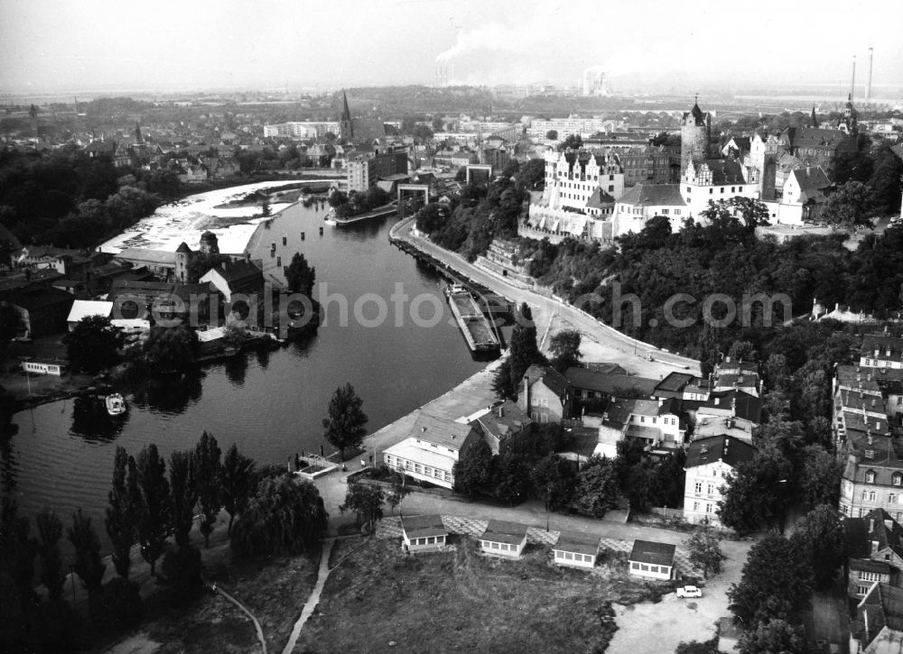 Bernburg (Saale) from above - Renaissance castle Bernburg in Bernburg at the river Saale in the state Saxony-Anhalt