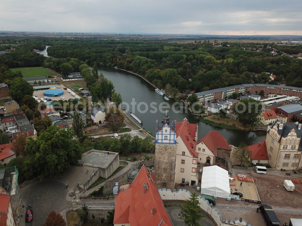 Bernburg (Saale) from above - Castle Schloss Bernburg on Schlossstrasse in Bernburg (Saale) in the state Saxony-Anhalt, Germany