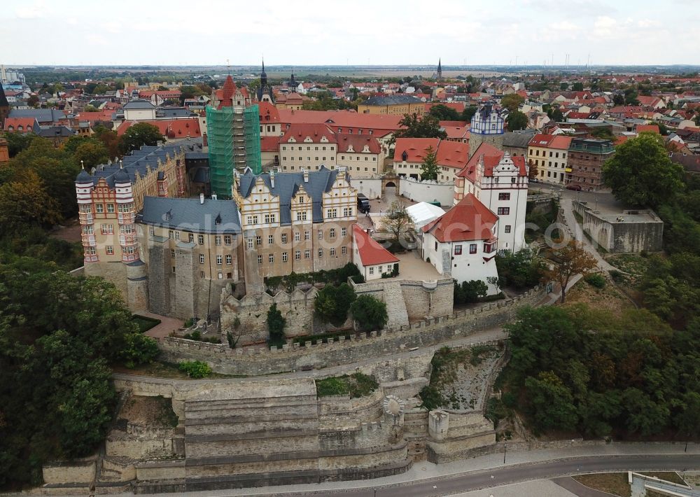 Bernburg (Saale) from above - Castle Schloss Bernburg on Schlossstrasse in Bernburg (Saale) in the state Saxony-Anhalt, Germany