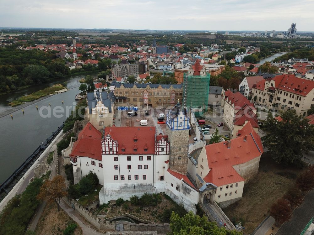 Bernburg (Saale) from above - Castle Schloss Bernburg on Schlossstrasse in Bernburg (Saale) in the state Saxony-Anhalt, Germany