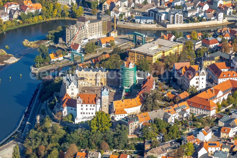 Bernburg (Saale) from above - Castle Schloss Bernburg on Schlossstrasse in Bernburg (Saale) in the state Saxony-Anhalt, Germany