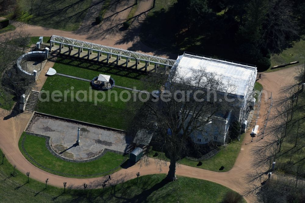 Potsdam from above - Castle Schloss Charlottenhof on Geschwister-Scholl-Strasse in Potsdam in the state Brandenburg