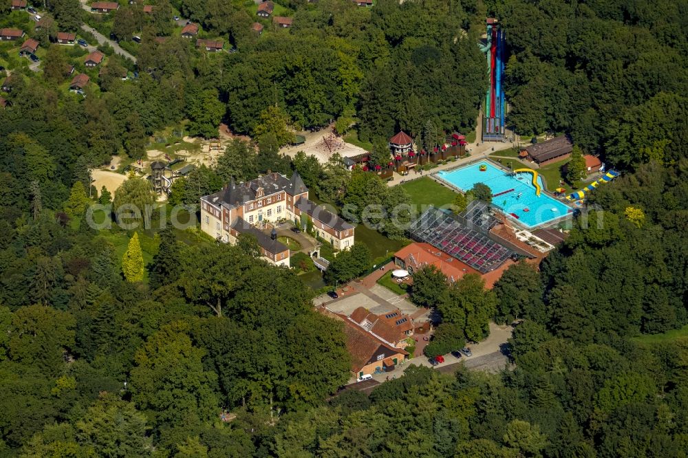 Haren Ems from above - Dankern castle in Haren (Ems) in the state Lower Saxony. The castle is a part of the facility of Schloss Dankern holiday resort