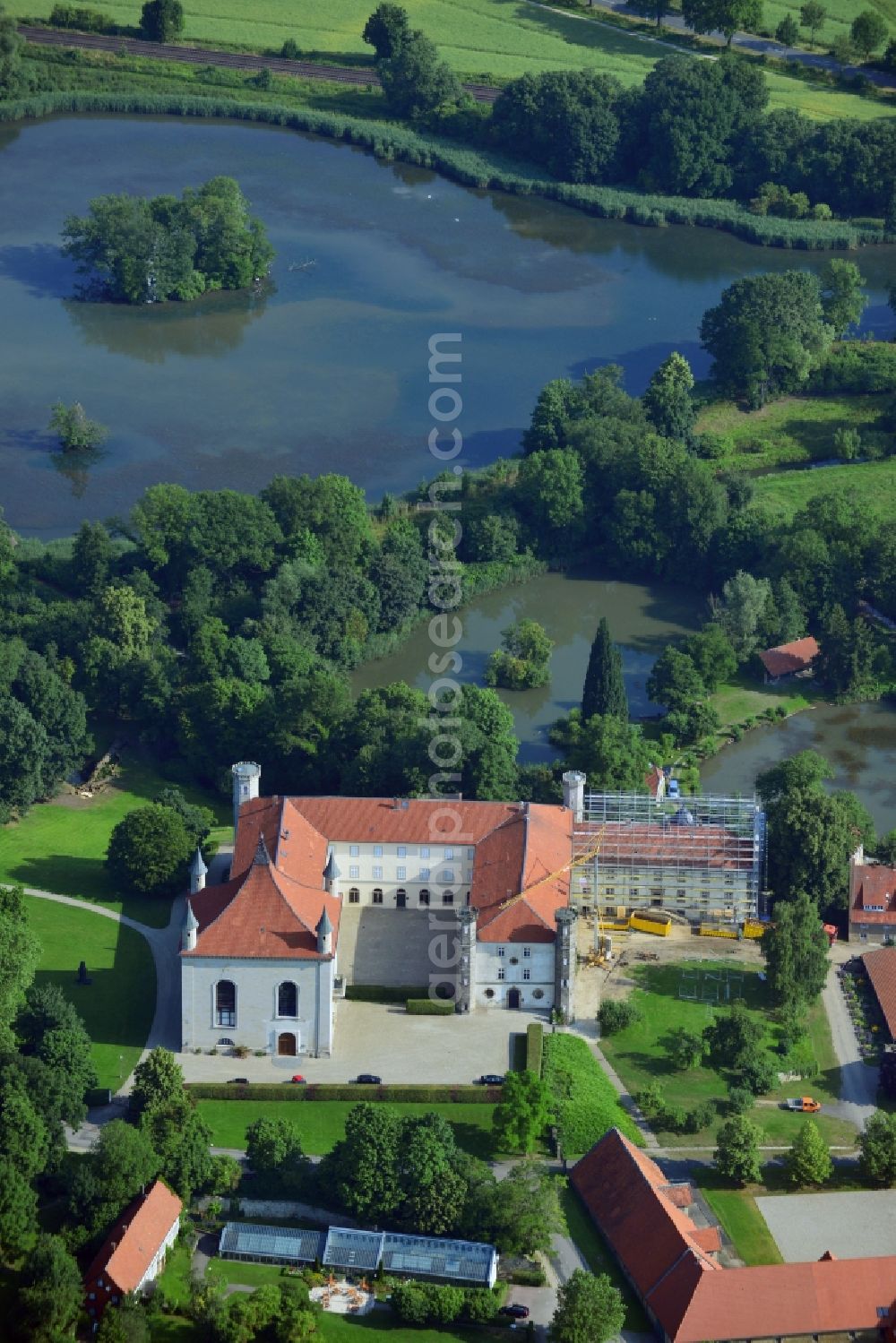 Derneburg from above - Castle Derneburg in Derneburg in the community Holle in Lower Saxony