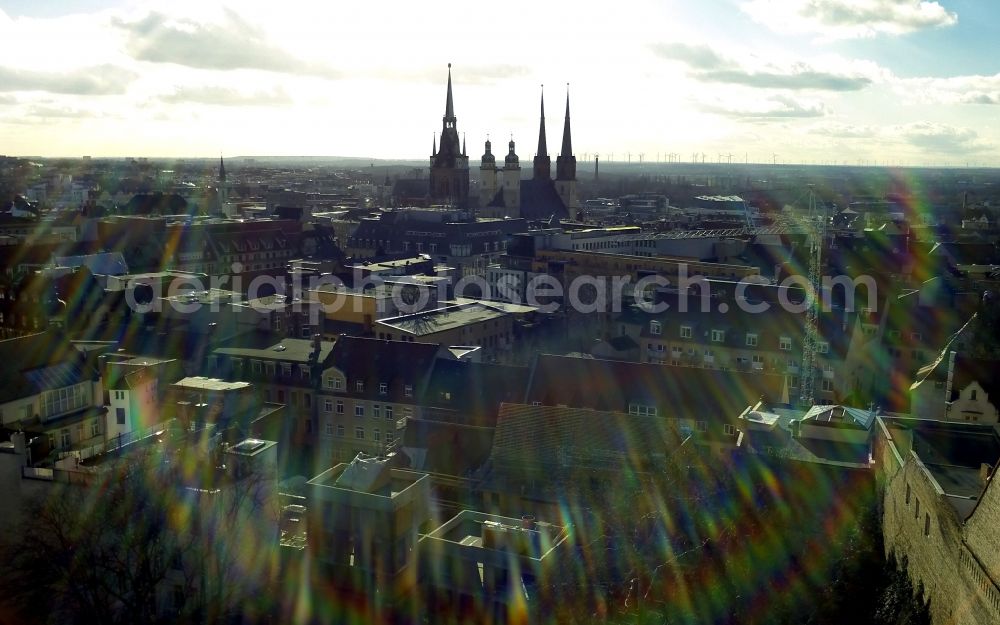 Aerial photograph Merseburg - View of Castle and the Cathedral of St. Johannes d. T. und Laurentius, a building in the street with the Romanesque in Merseburg in Saxony-Anhalt