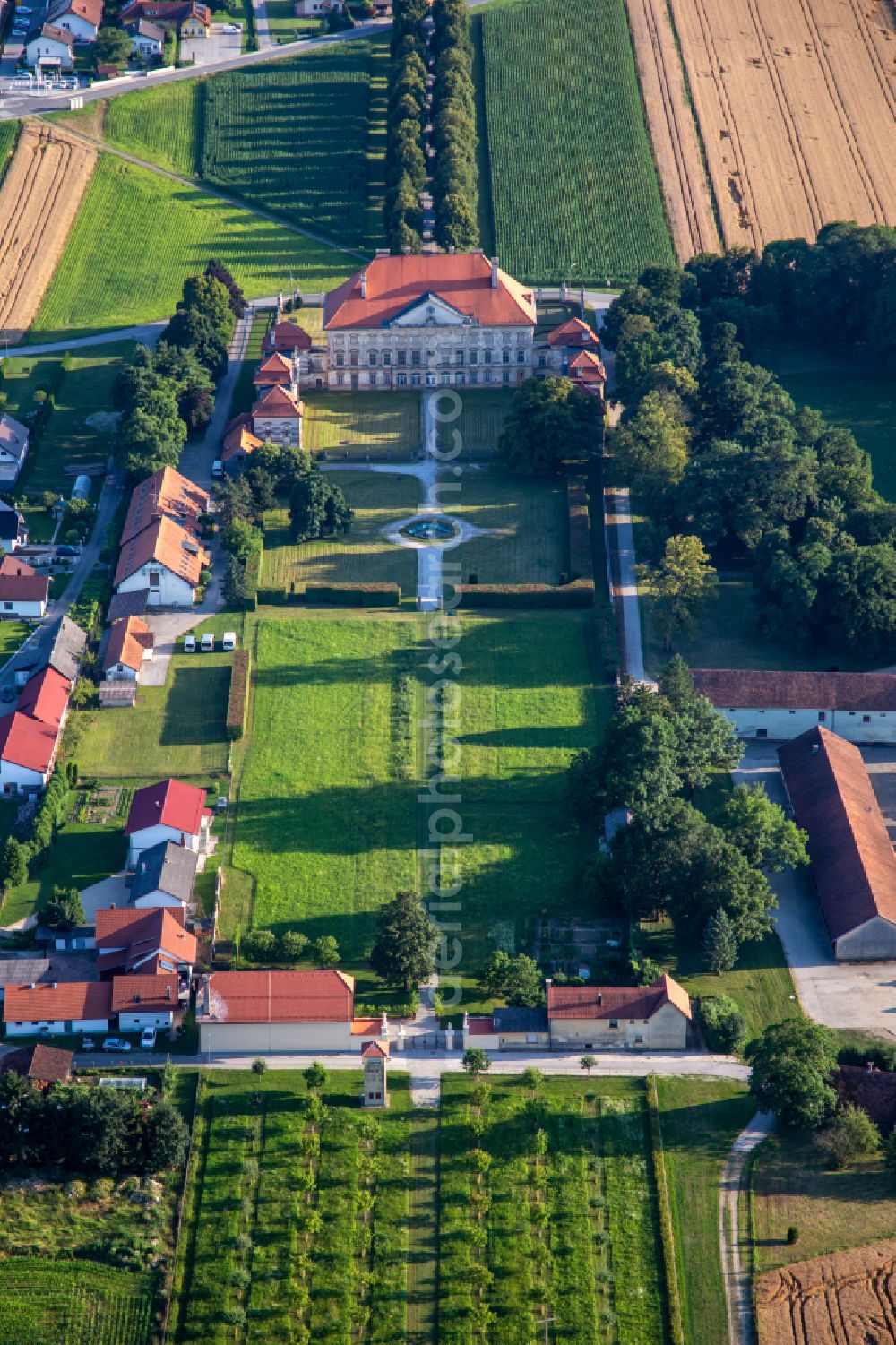 Aerial photograph Dornava - Building complex in the park of the castle Dornau Dvorec Dornav in Dornava in Ptuj, Slovenia