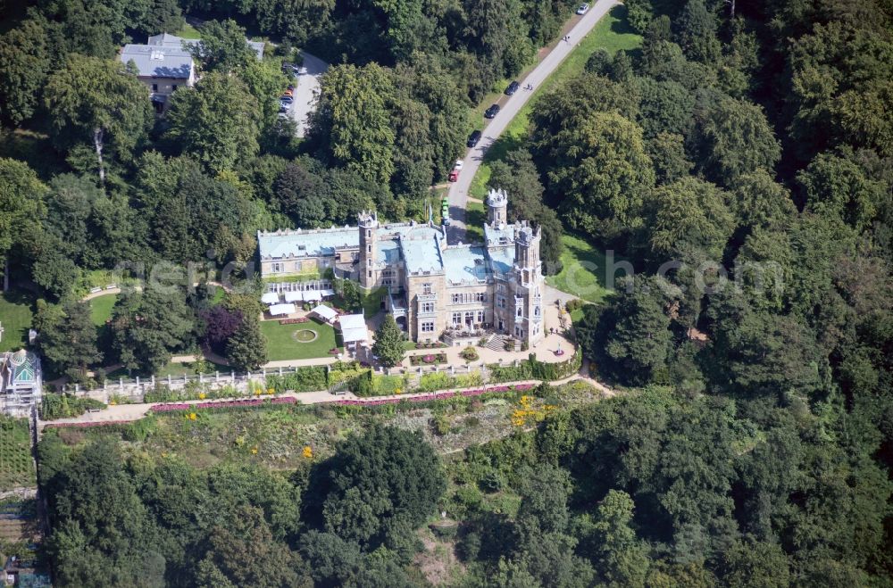 Aerial photograph Dresden - Schloss Eckberg with castle garden is a Elbschloss in Dresden in the state Saxony. It is located on the Elbhang in the district Loschwitz and houses a hotel