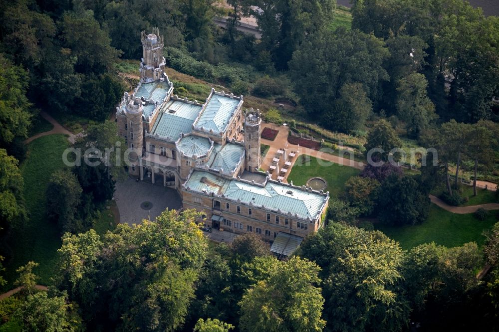 Aerial photograph Dresden - Schloss Eckberg with castle garden is a Elbschloss in Dresden in the state Saxony. It is located on the Elbhang in the district Loschwitz and houses a hotel