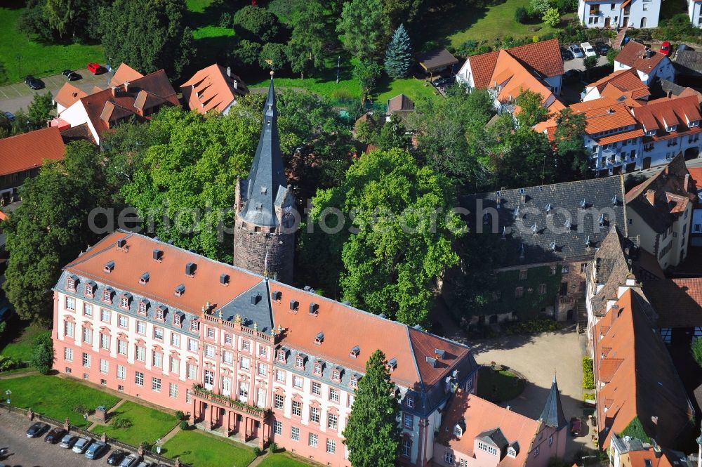 Erbach from the bird's eye view: View of the Erbach Palace which is a renaissance styled palace in Erbach (Odenwald) and the seat of the Count of Erbach. The palace houses the extensive antique collection of Franz, Count of Erbach-Erbach