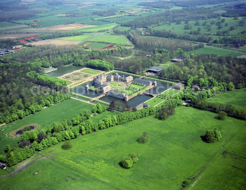 Nordkirchen from above - Palace of the Fachhochschule fuer Finanzen Nordrhein Westfalen library on Schlossstrasse in Nordkirchen in the state North Rhine-Westphalia, Germany