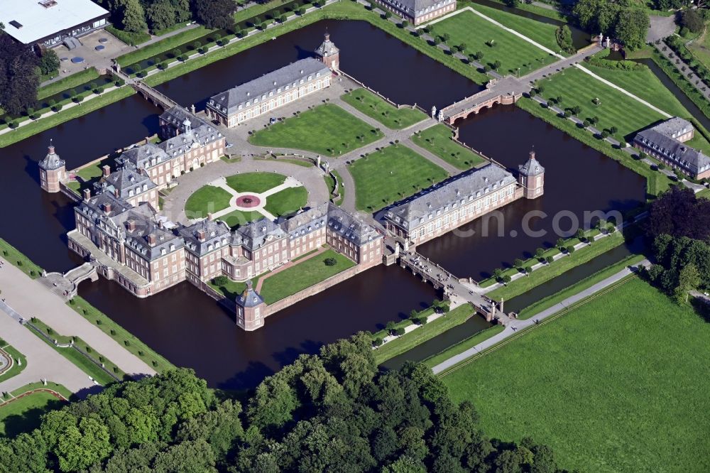 Nordkirchen from above - Palace of the Fachhochschule fuer Finanzen Nordrhein Westfalen library on Schlossstrasse in Nordkirchen in the state North Rhine-Westphalia, Germany