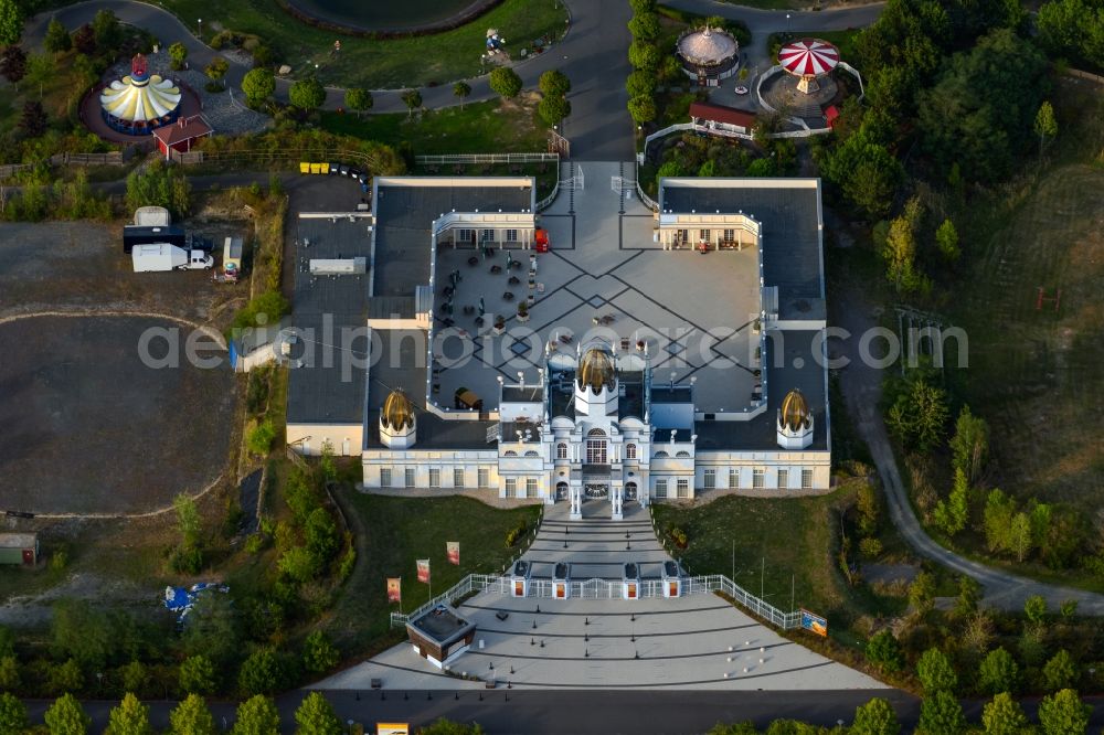 Aerial image Hartmannsdorf - Castle in leisure Centre - Amusement Park Belantis in Hartmannsdorf in the state Saxony, Germany